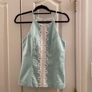 Lilly Pulitzer halter top sz6 lt aqua white trim